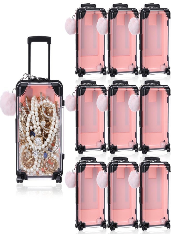 Gejoy Mini Suitcase Party Favor Box with Plush Ball Keychains 7.48 x 3.15 x 1.97 Inches Empty Luggage Storage Box Clear Candy Packaging Containers for Baby Shower Travel Wedding(20 Pcs,Pink) - Image 1